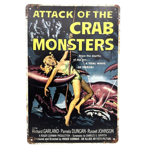 レトロ ブリキ 看板 Attack of the CrabMonsters レトロ ブリキ 看板 Attack of the CrabMonsters