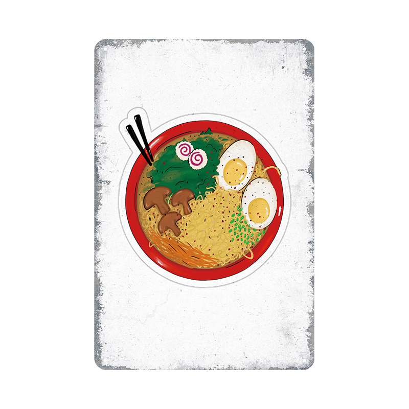ブリキ看板 ラーメン らーめん 拉麺 醤油ラーメン 味玉 チャーシュー 和食 中華 屋台 居酒屋 レストラン ヴィンテージ インテリア 壁飾り おしゃれ