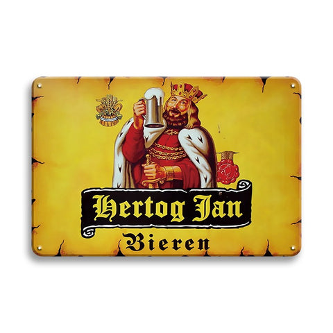 ブリキ看板 ビール レトロ インテリア 壁飾り ビンテージ ディスプレイ Herzog Jan Bieren 王様デザイン