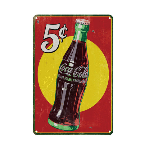 ブリキ看板 コカコーラ Coca-Cola 5¢ レトロ アメリカン ダイナー ヴィンテージ広告 壁飾り