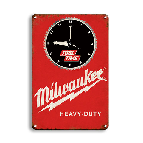 Milwaukee ミルウォーキー ブリキ看板 工具 TOOL TIME レトロ 壁飾り
