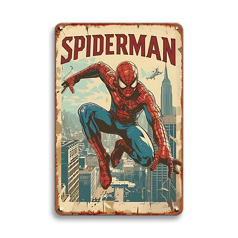 スパイダーマン ブリキ看板 アメコミ レトロ ポスター ヴィンテージ風 インテリア雑貨 壁飾り