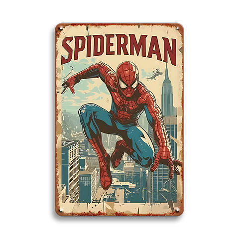 スパイダーマン ブリキ看板 アメコミ レトロ ポスター ヴィンテージ風 インテリア雑貨 壁飾り