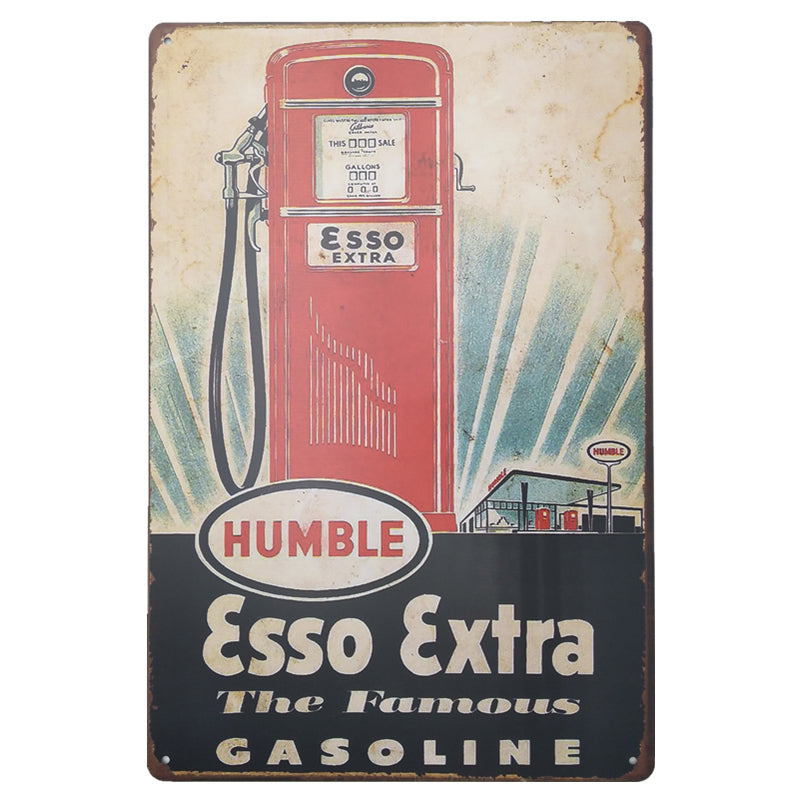 ブリキ看板 HUMBLE Esso Extra Gasoline エッソ ガススタ レトロ アメリカン 壁飾り