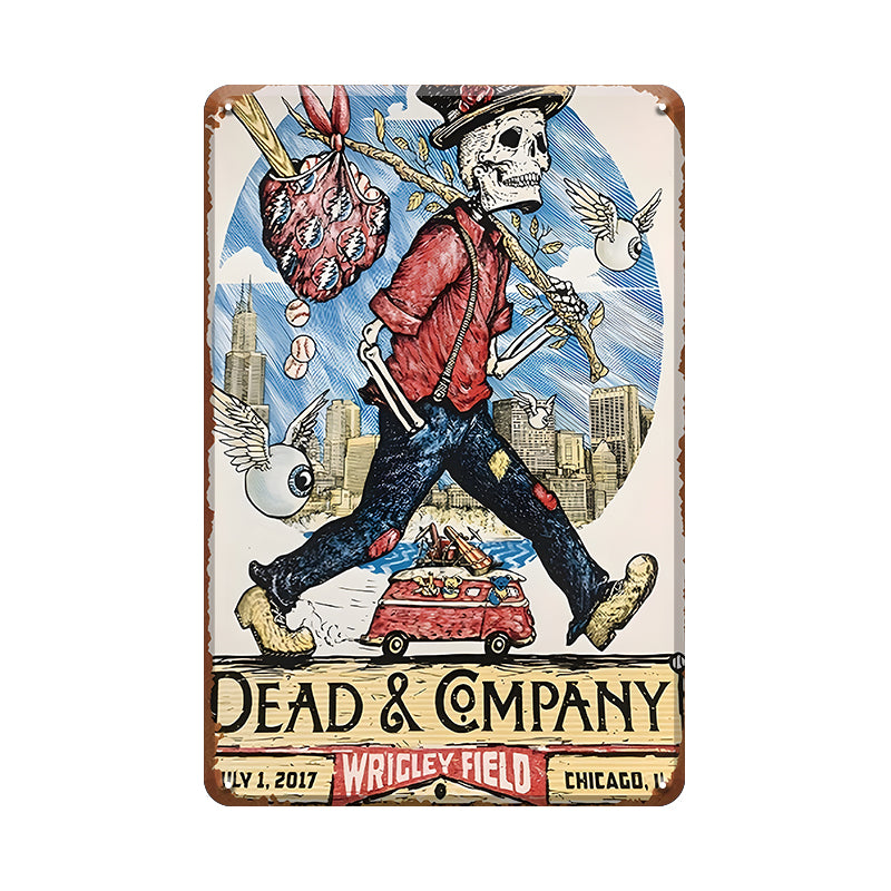 ブリキ看板 Dead & Company デッドアンドカンパニー スカル 骸骨 シカゴ Wrigley Field レトロ アート ポスター インテリア