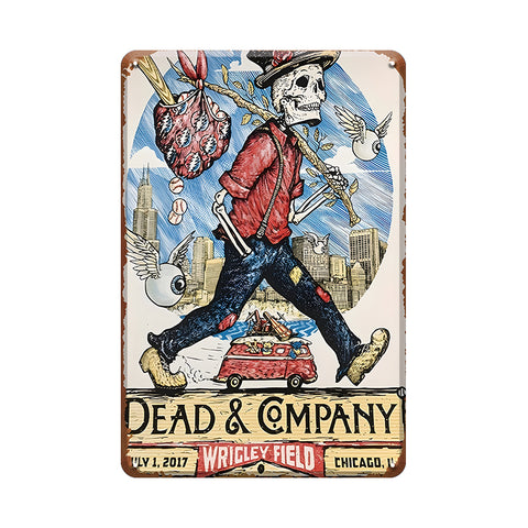ブリキ看板 Dead & Company デッドアンドカンパニー スカル 骸骨 シカゴ Wrigley Field レトロ アート ポスター インテリア