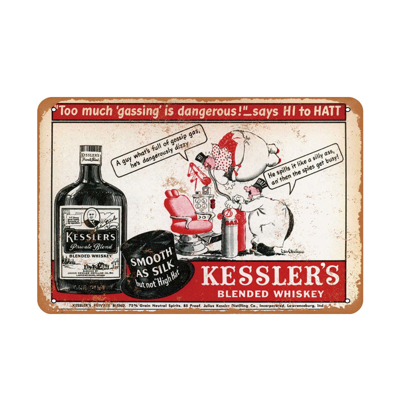 ブリキ看板 ウイスキー KESSLER'S レトロ アメリカン 酒 バー 看板 インテリア