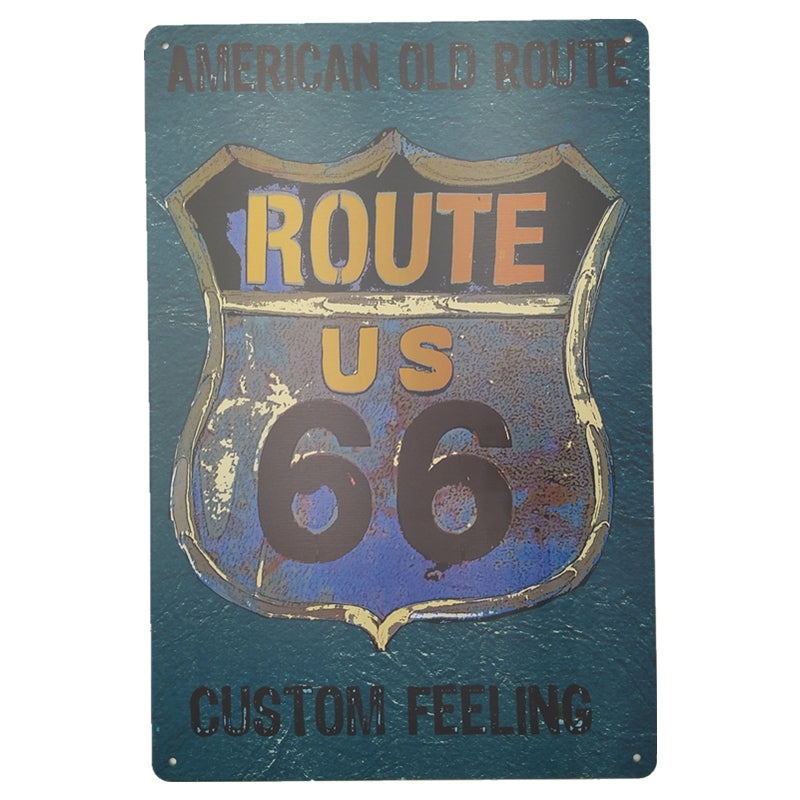 ブリキ看板 AMERICAN OLD ROUTE 66 CUSTOM FEELING アメリカ ヴィンテージ 壁飾り