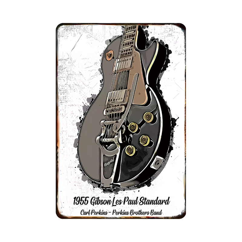 ギブソン レスポール ブリキ看板 ギター ビンテージ レトロ インテリア 壁飾り ガレージ雑貨 1955 Gibson Les Paul Standard