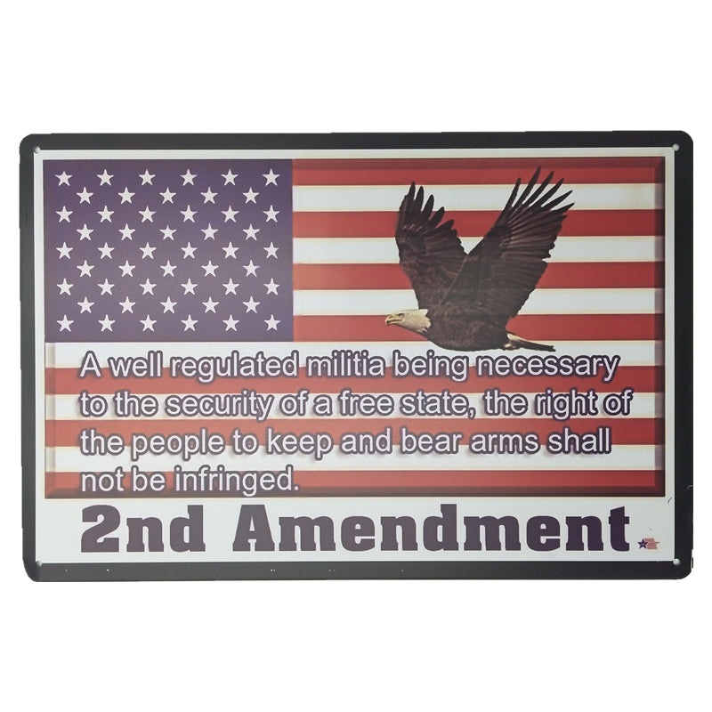 ブリキ看板 2nd Amendment 星条旗 アメリカ 鷲 イーグル アメリカン 壁飾り