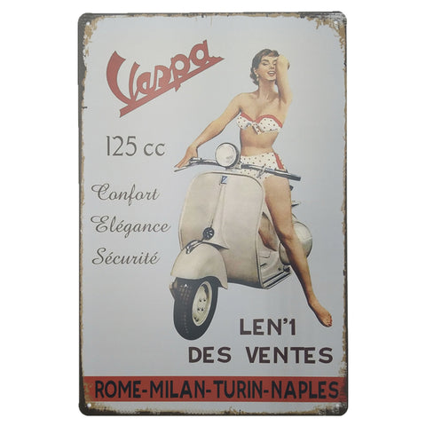ブリキ看板 Vespa 125cc ベスパ ピンナップ イタリア スクーター レトロ 壁飾り