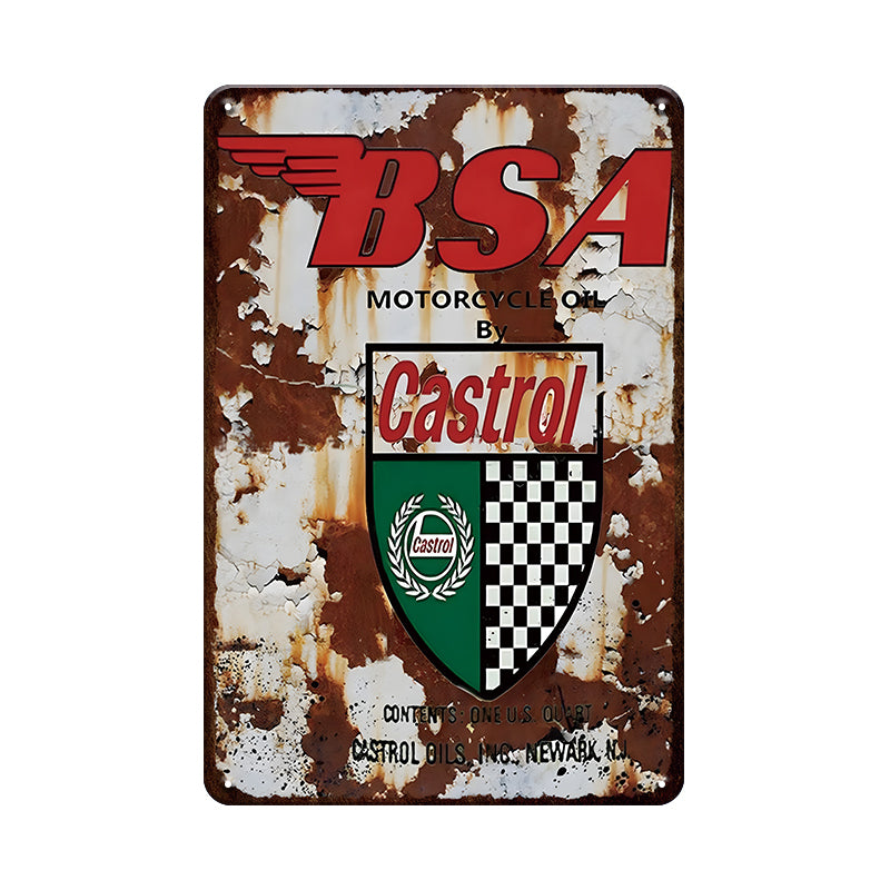 BSA Castrol ブリキ看板 バイク オイル レトロ ヴィンテージ風