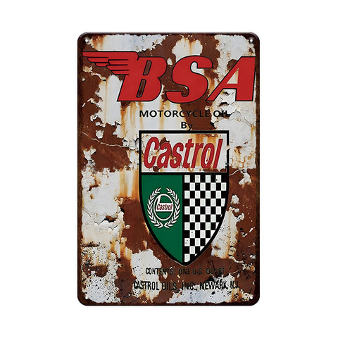 BSA Castrol ブリキ看板 バイク オイル レトロ ヴィンテージ風