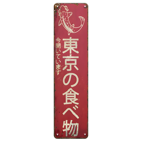 ブリキ看板 東京の食べ物 鯉 レトロ 看板 昭和レトロ 和風 インテリア 雑貨 壁飾り ビンテージ ディスプレイ