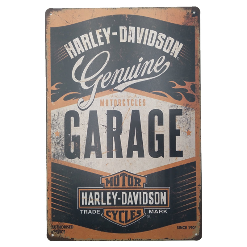 ブリキ看板 HARLEY-DAVIDSON GARAGE ハーレー バイク ガレージ アメリカン モーターサイクル 壁飾り