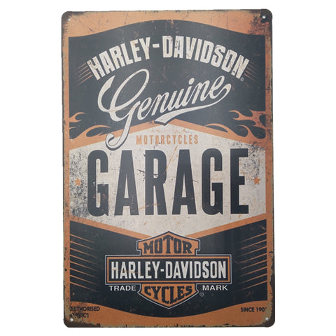 ブリキ看板 HARLEY-DAVIDSON GARAGE ハーレー バイク ガレージ アメリカン モーターサイクル 壁飾り