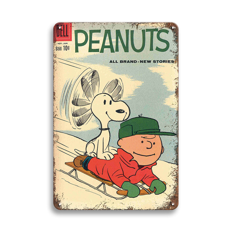 スヌーピー チャーリーブラウン ブリキ看板 PEANUTS レトロ アメリカン雑貨 ヴィンテージ風 壁飾り インテリア