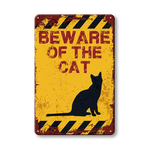 猫 ブリキ看板 注意 看板 レトロ アンティーク風 BEWARE OF THE CAT