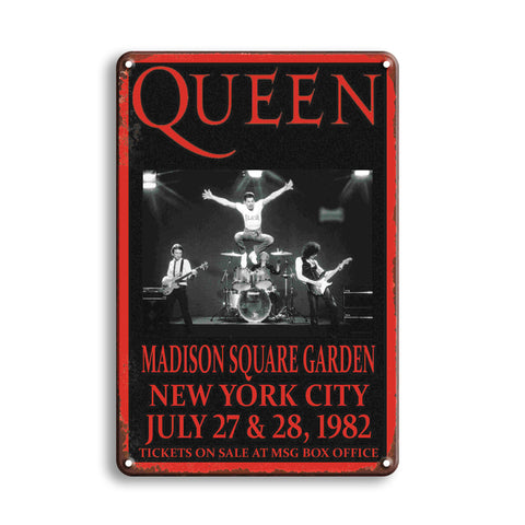クイーン Queen ブリキ看板 ライブ ポスター ニューヨーク マディソンスクエアガーデン 1982 レトロ 壁飾り インテリア