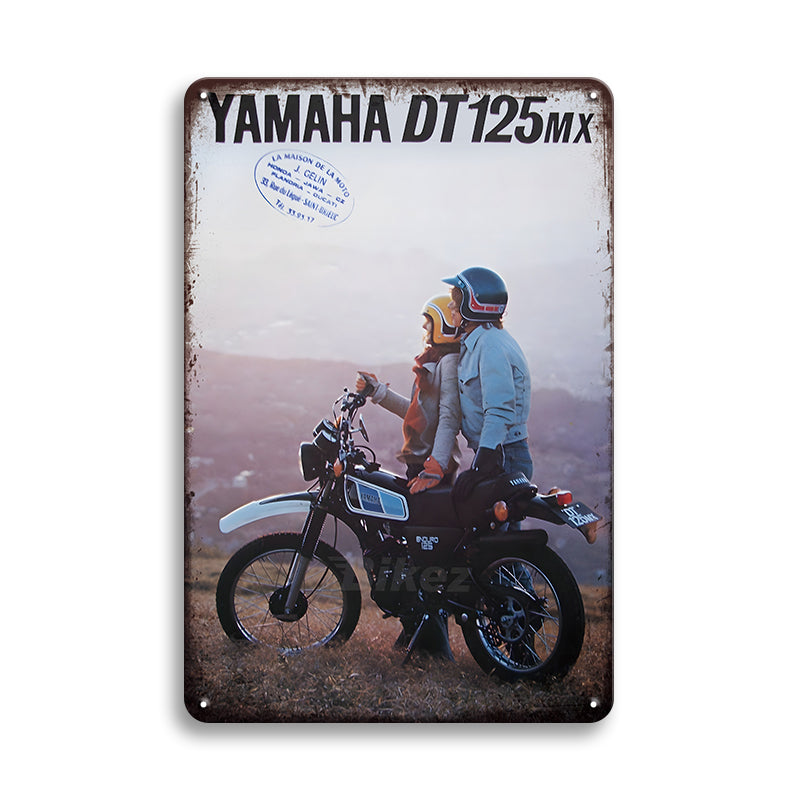 ヤマハ DT125MX ブリキ看板 レトロ バイク ヴィンテージ インテリア 雑貨 壁飾り YAMAHA オートバイ ガレージ