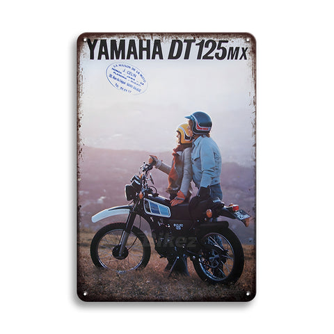 ヤマハ DT125MX ブリキ看板 レトロ バイク ヴィンテージ インテリア 雑貨 壁飾り YAMAHA オートバイ ガレージ