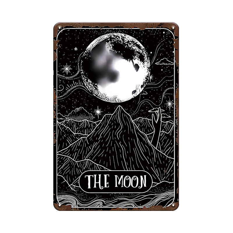 ブリキ看板 THE MOON 月 タロットカード風 アート ポスター レトロ インテリア 雑貨 壁飾り ビンテージ
