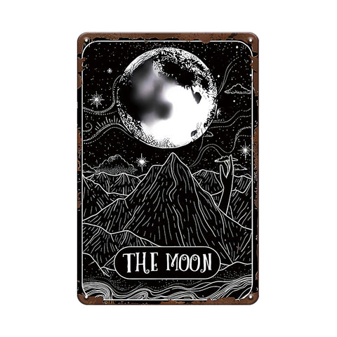 ブリキ看板 THE MOON 月 タロットカード風 アート ポスター レトロ インテリア 雑貨 壁飾り ビンテージ