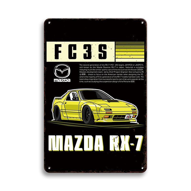 マツダ RX-7 FC3S ブリキ看板 車 JDM レトロ ガレージ インテリア