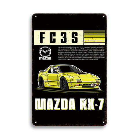 マツダ RX-7 FC3S ブリキ看板 車 JDM レトロ ガレージ インテリア