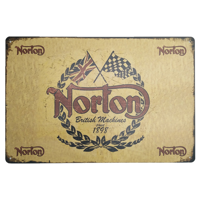 ブリキ看板 Norton British Machines 1898 ノートン イギリス バイク ロゴ 壁飾り