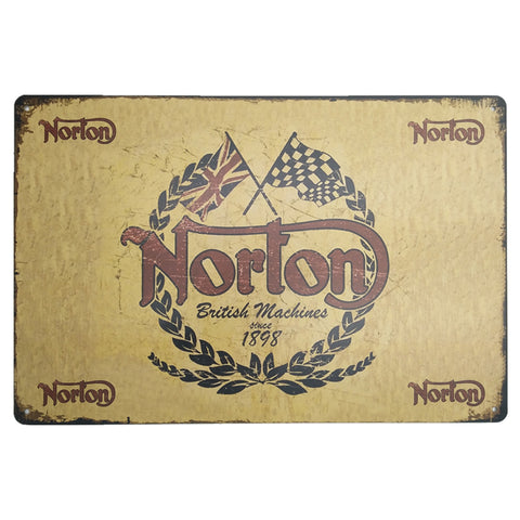 ブリキ看板 Norton British Machines 1898 ノートン イギリス バイク ロゴ 壁飾り