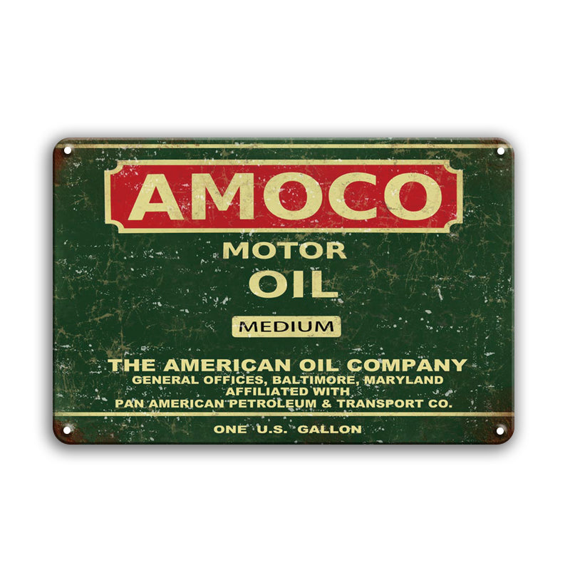 ブリキ看板 レトロ アメリカン AMOCO モーターオイル ガレージ 壁飾り