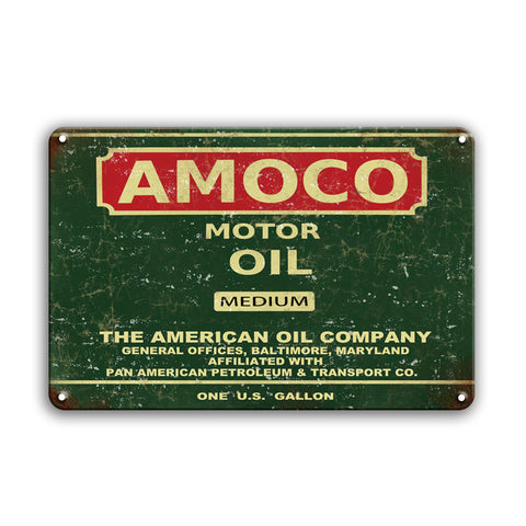 ブリキ看板 レトロ アメリカン AMOCO モーターオイル ガレージ 壁飾り