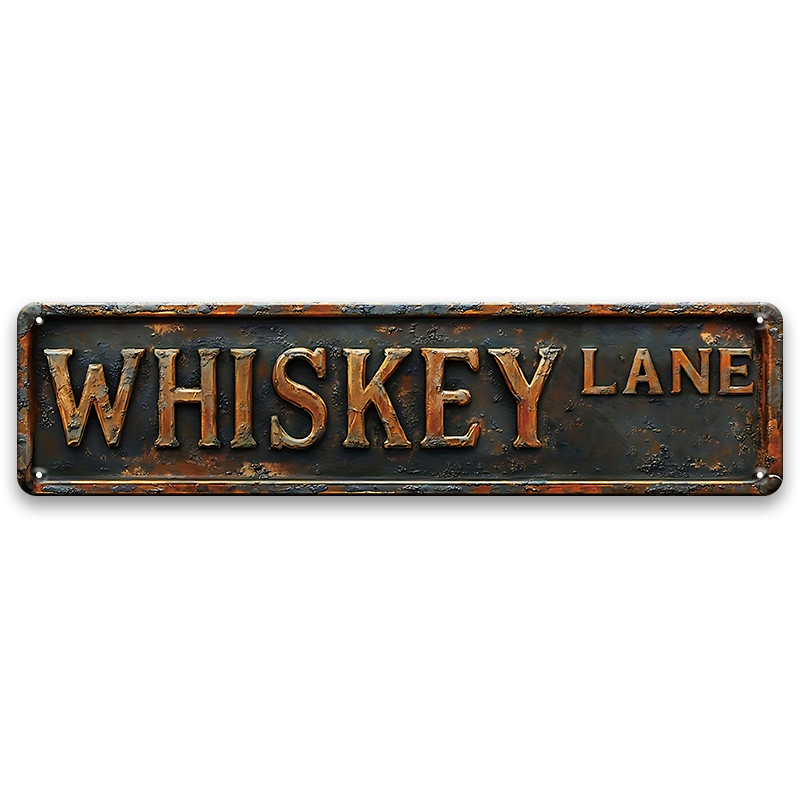 ブリキ看板 WHISKEY LANE ウイスキー バー ホームバー 細長 アメリカン 壁飾り