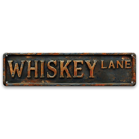 ブリキ看板 WHISKEY LANE ウイスキー バー ホームバー 細長 アメリカン 壁飾り