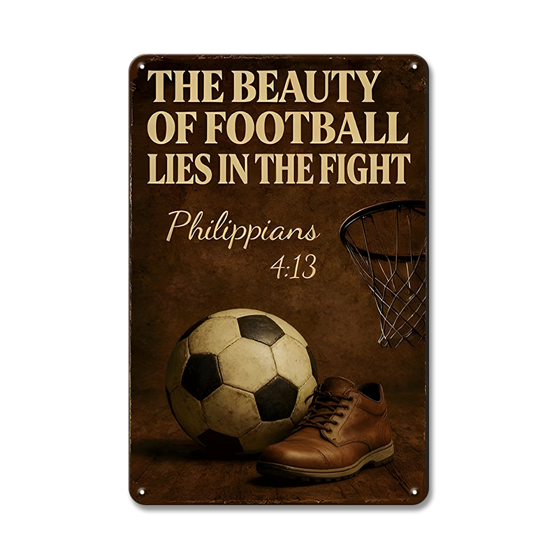 ブリキ看板 THE BEAUTY OF FOOTBALL サッカー 名言 聖書 スポーツ 壁飾り