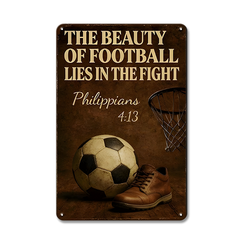 ブリキ看板 THE BEAUTY OF FOOTBALL サッカー 名言 聖書 スポーツ 壁飾り