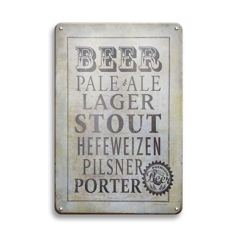 ブリキ看板 BEER ビール Pale Ale Lager Stout Pilsner おしゃれ シンプル 壁飾り