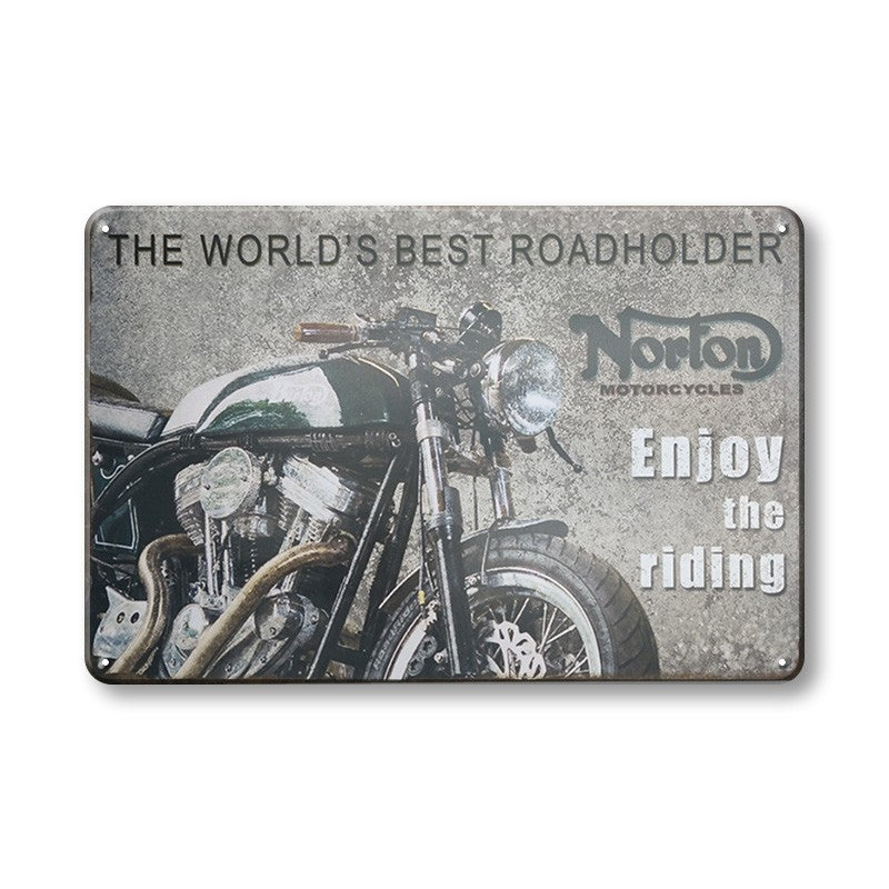 ブリキ看板 Norton Motorcycles ノートン イギリス バイク カフェレーサー Enjoy the riding 壁飾り