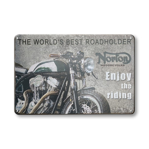 ブリキ看板 Norton Motorcycles ノートン イギリス バイク カフェレーサー Enjoy the riding 壁飾り