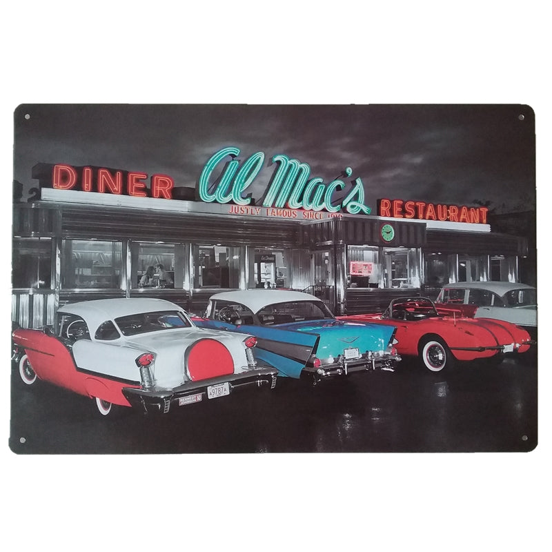 ブリキ看板 Al Mac's DINER RESTAURANT 50s アメ車 ネオン ダイナー 壁飾り