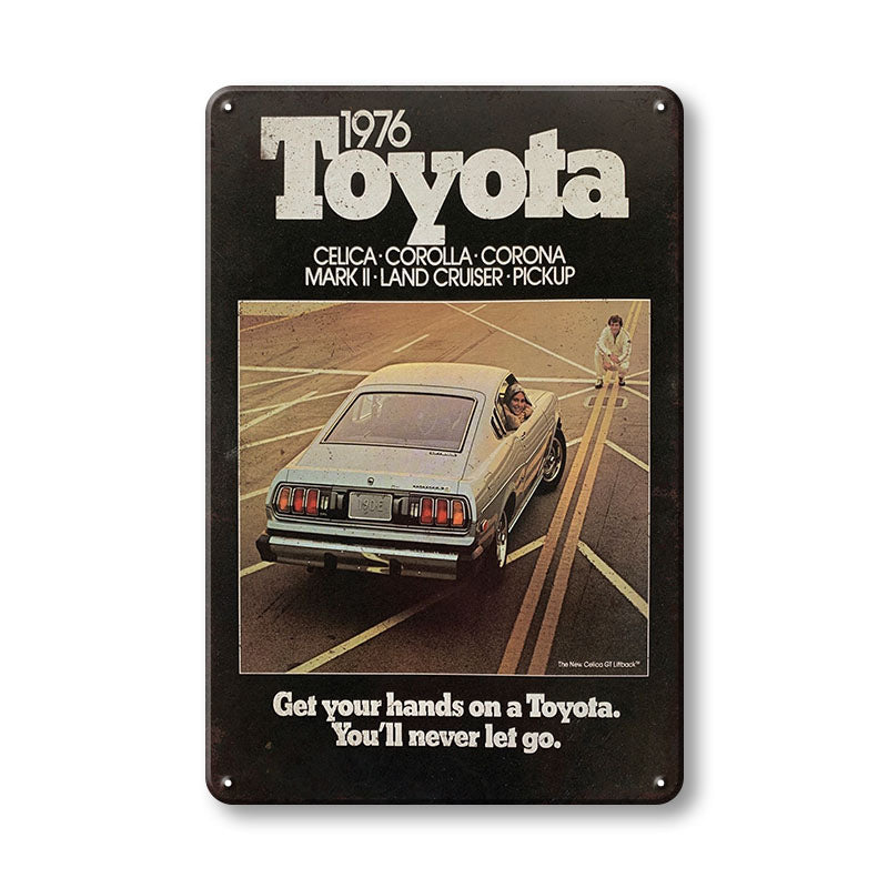 トヨタ ブリキ看板 レトロ ヴィンテージ インテリア 壁飾り おしゃれ 車 ポスター 1976 TOYOTA