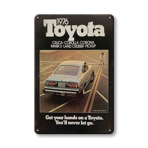 トヨタ ブリキ看板 レトロ ヴィンテージ インテリア 壁飾り おしゃれ 車 ポスター 1976 TOYOTA