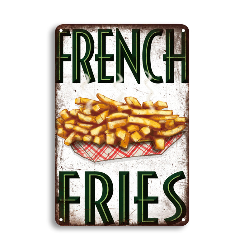 ブリキ看板 FRENCH FRIES フライドポテト ファストフード ダイナー キッチン 壁飾り