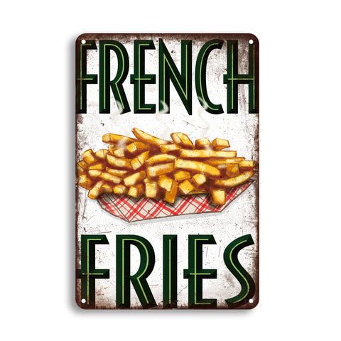 ブリキ看板 FRENCH FRIES フライドポテト ファストフード ダイナー キッチン 壁飾り