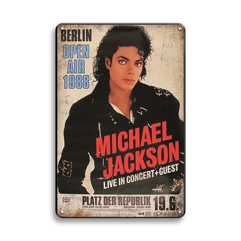 マイケルジャクソン ブリキ看板 レトロ ポスター風 インテリア ビンテージ 壁飾り Michael Jackson BERLIN OPEN AIR 1988
