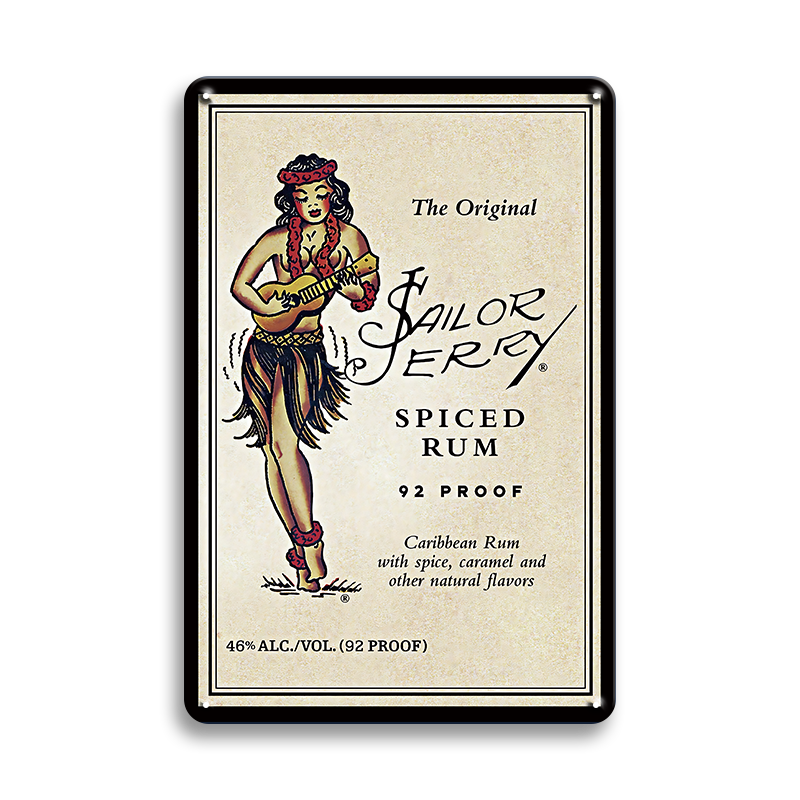 ブリキ看板 レトロ Sailor Jerry ラム酒 バー アメリカン 壁飾り インテリア