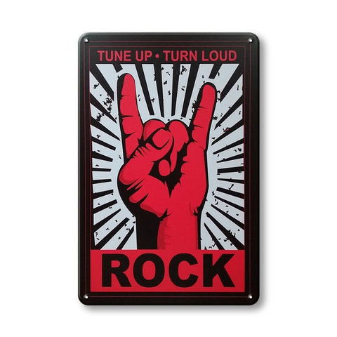 ブリキ看板 ROCK ロック ハンドサイン 音楽 バンド ポスター風 レトロ インテリア 雑貨 壁飾り