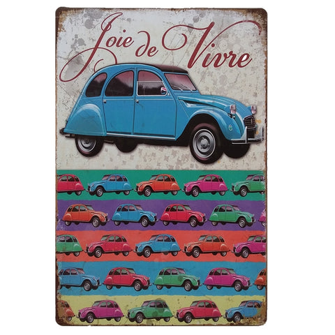 ブリキ看板 Joie de Vivre シトロエン 2CV フランス レトロカー カラフル 壁飾り
