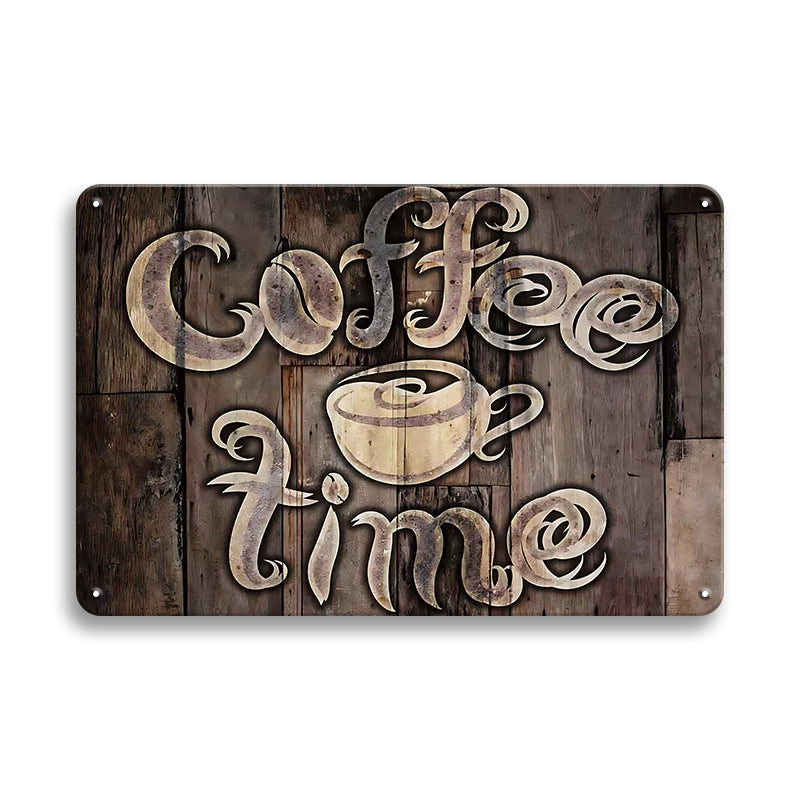 ブリキ看板 コーヒー Coffee Time レトロ カフェ インテリア 壁飾り